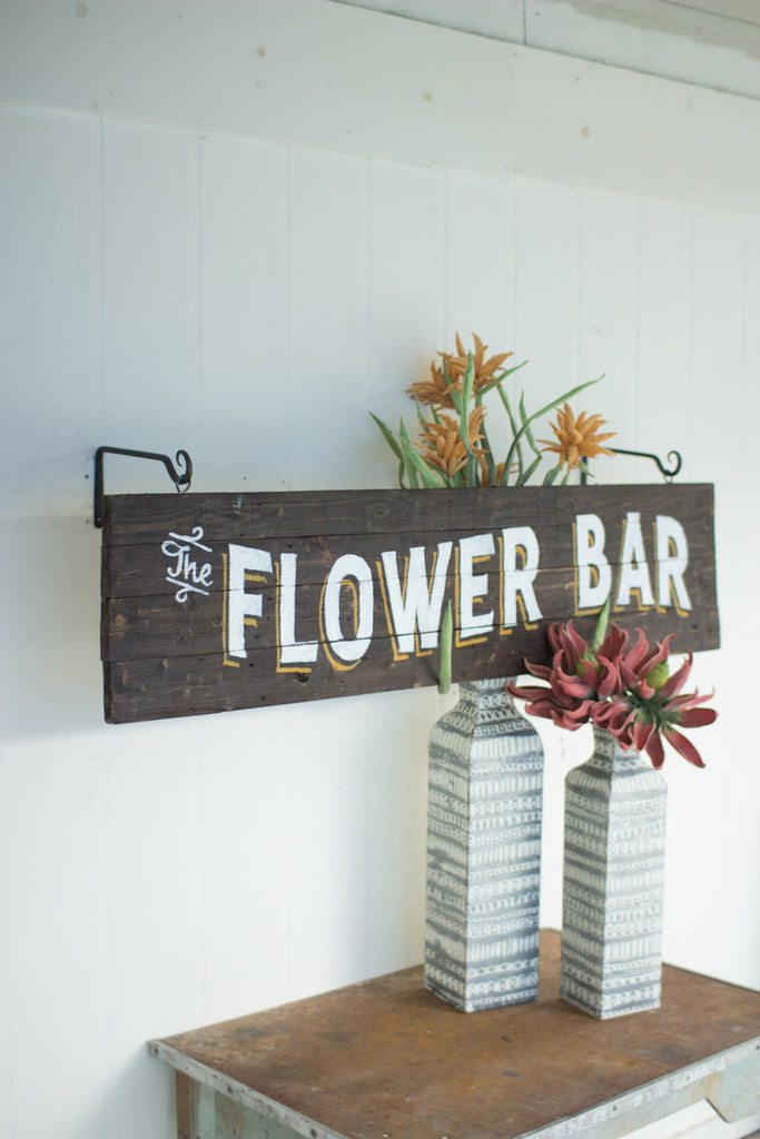Wooden flower bar sign - The Nifty Decor