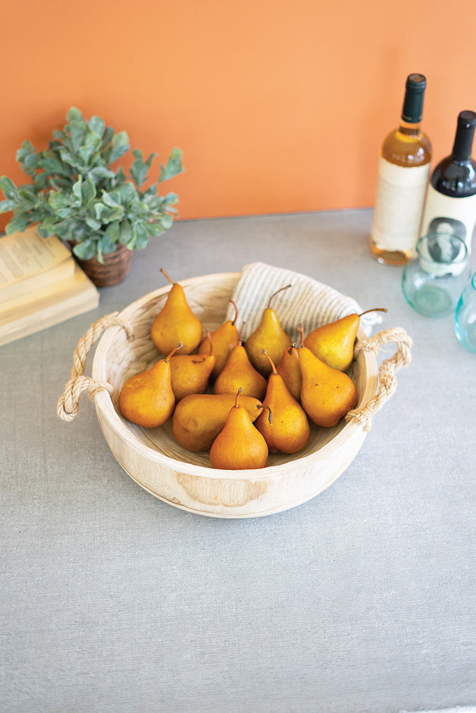 Wooden bowl with rope handles - The Nifty Decor