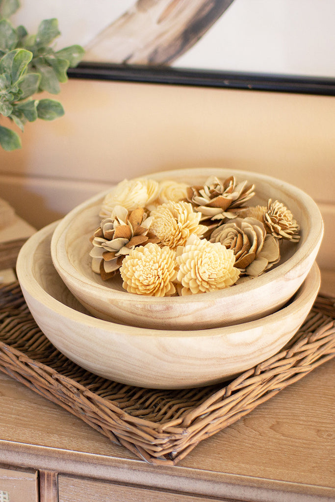 Round wooden bowls, set of 2 - The Nifty Decor