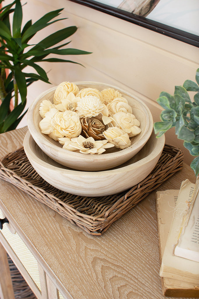 Round wooden bowls, set of 2 - The Nifty Decor