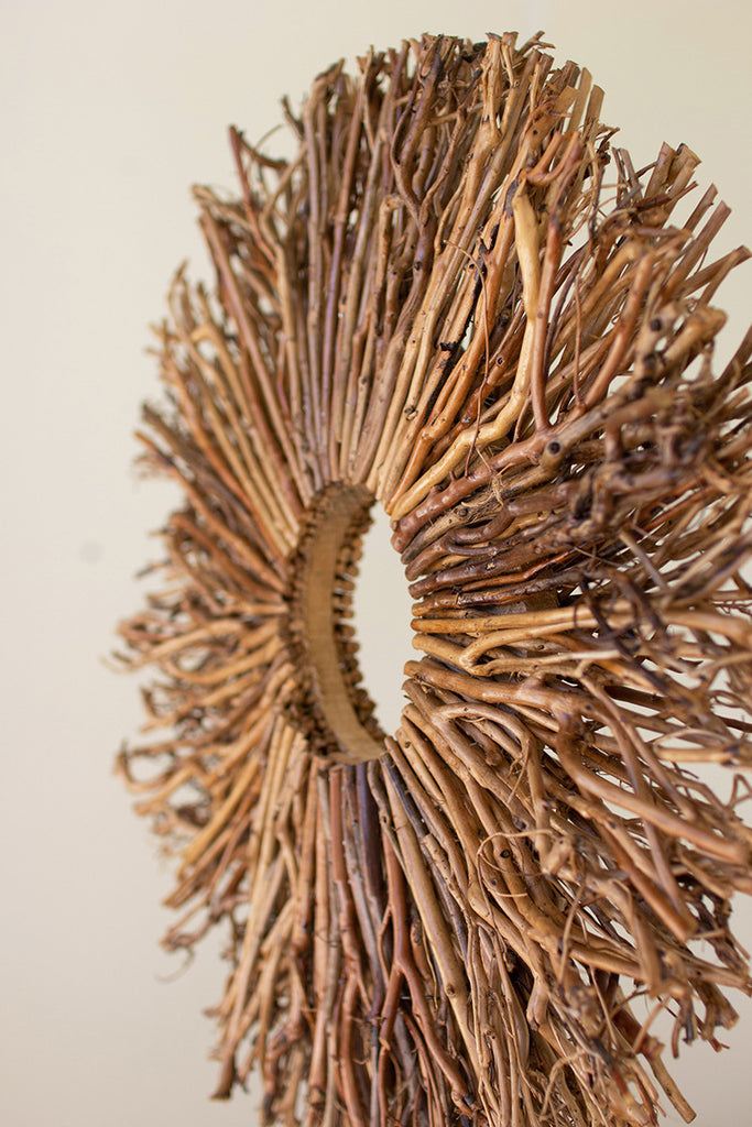 Twig sculpture on a wooden base - The Nifty Decor