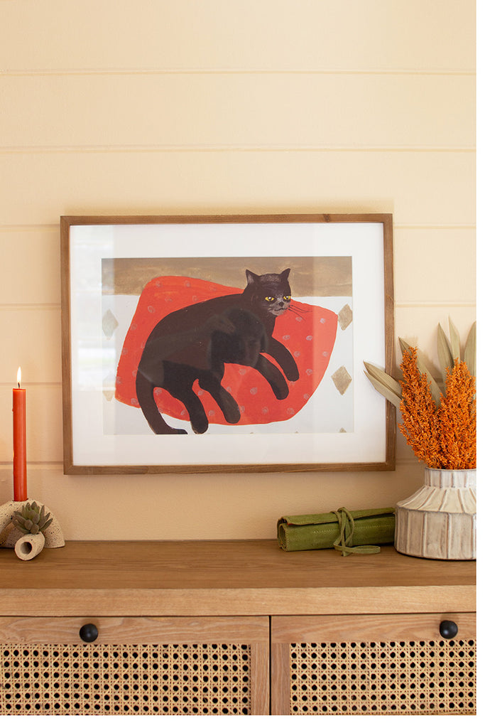 Lounging black cat print - The Nifty Decor
