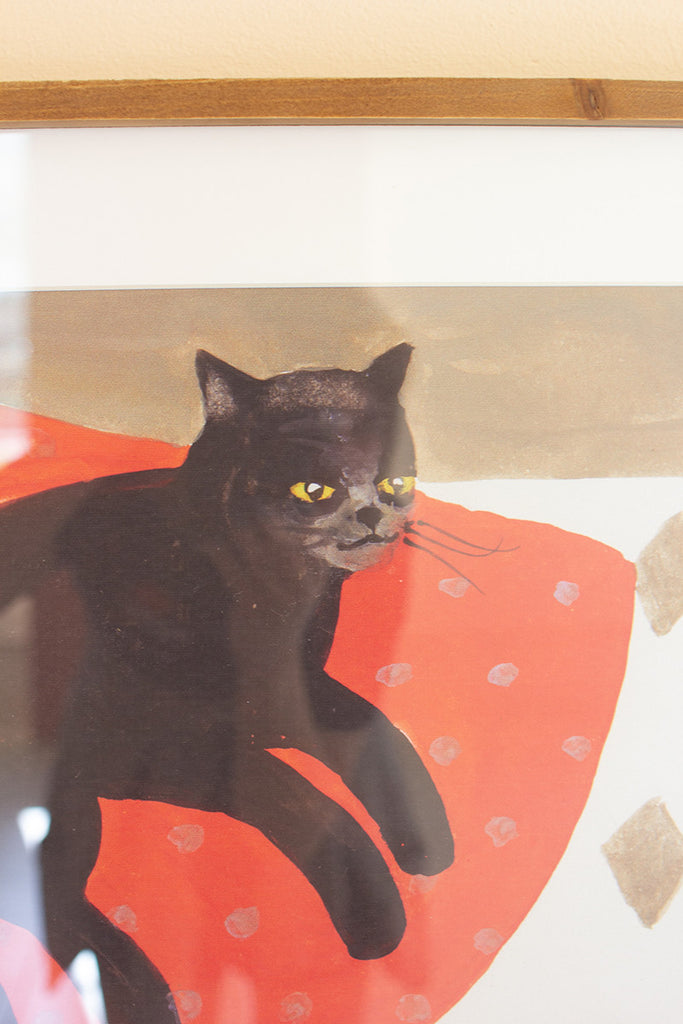 Lounging black cat print - The Nifty Decor