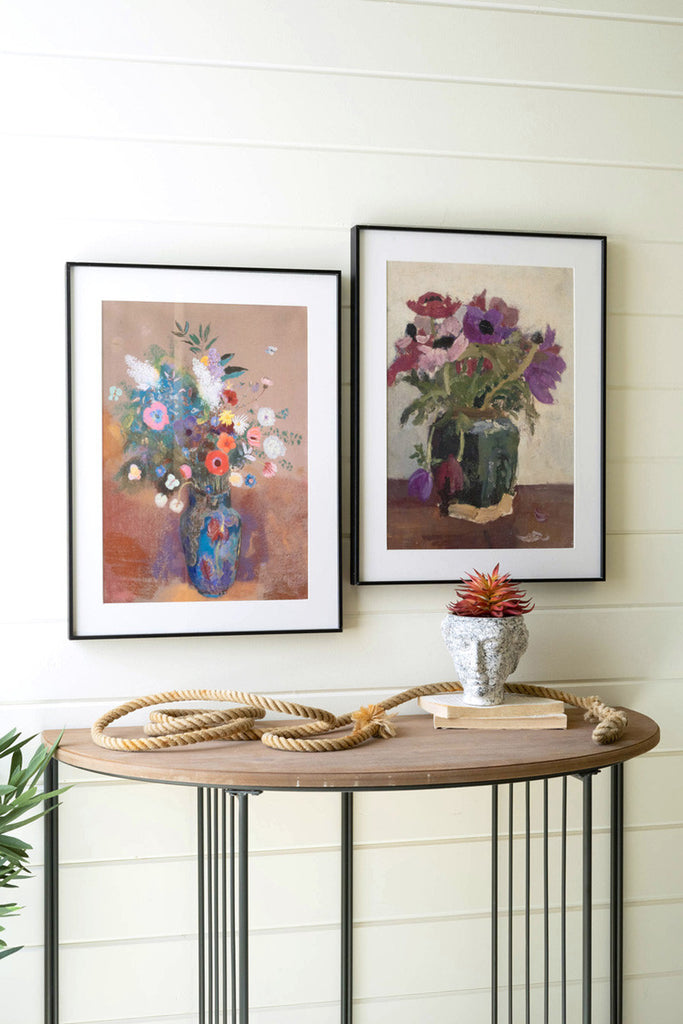 Framed french anemones print under glass - Bombay Mercantile
