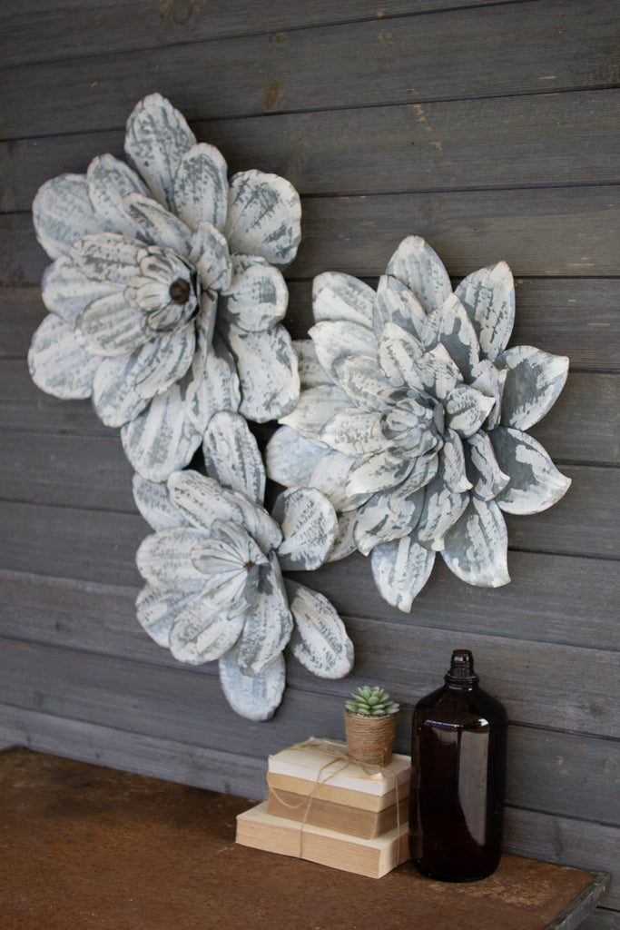 Whitewashed flowers, set of 3 - The Nifty Decor