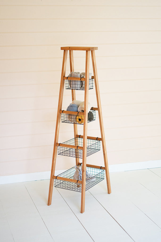Ladder with wire baskets - The Nifty Decor