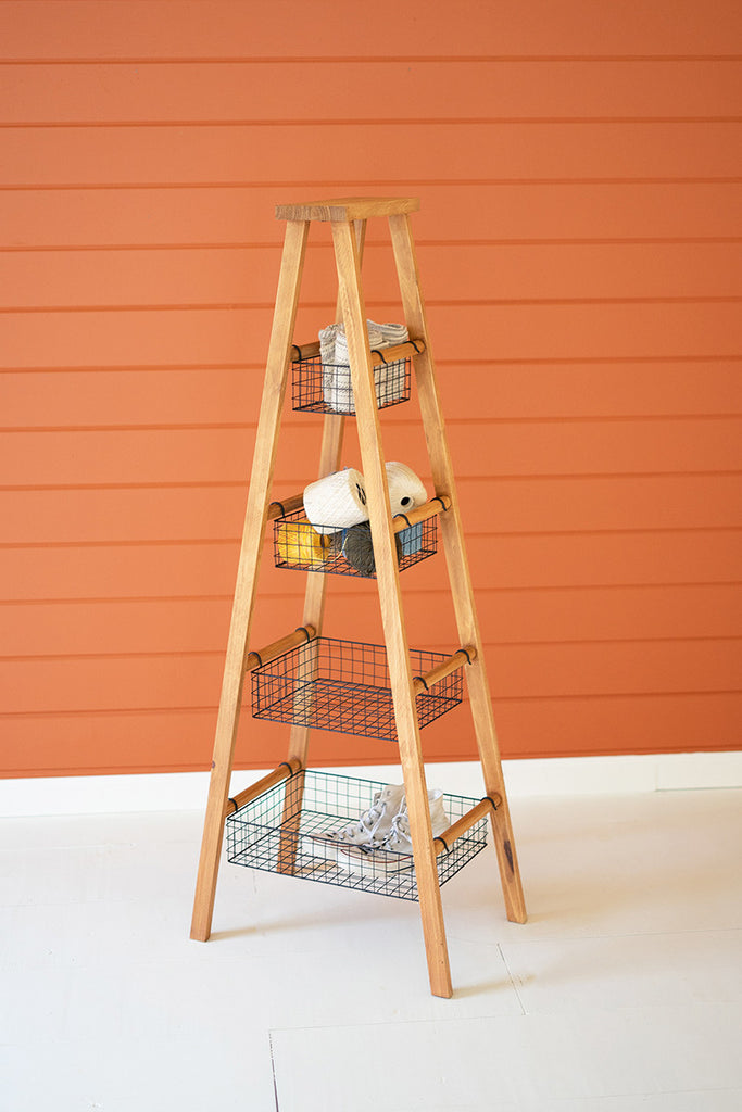 Ladder with wire baskets - The Nifty Decor