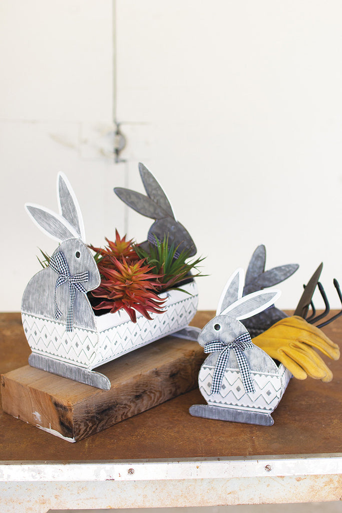 Set of 2 metal bunny boxes - Bombay Mercantile