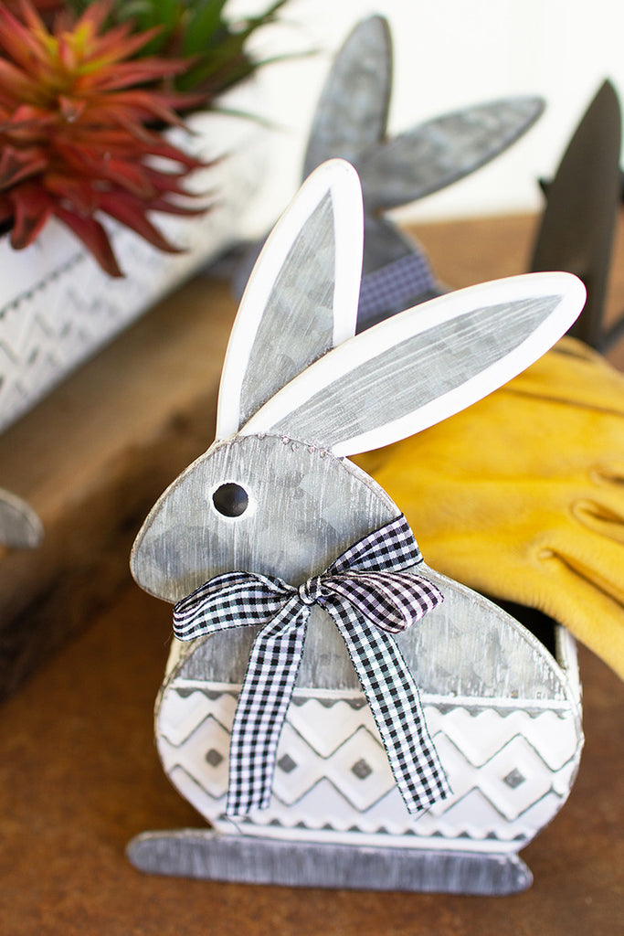 Set of 2 metal bunny boxes - Bombay Mercantile