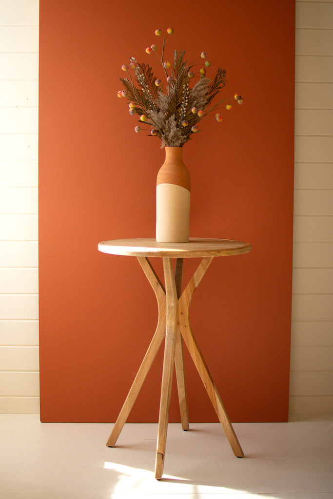 Tall wooden round top accent table - Bombay Mercantile