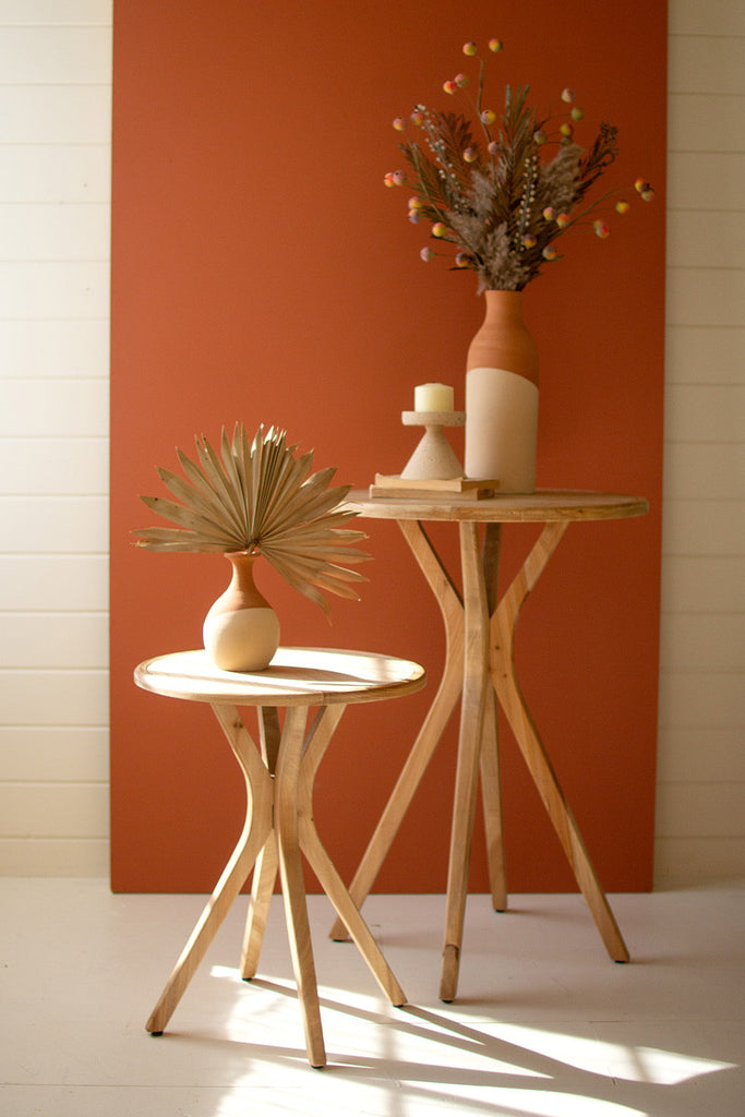 Tall wooden round top accent table - Bombay Mercantile