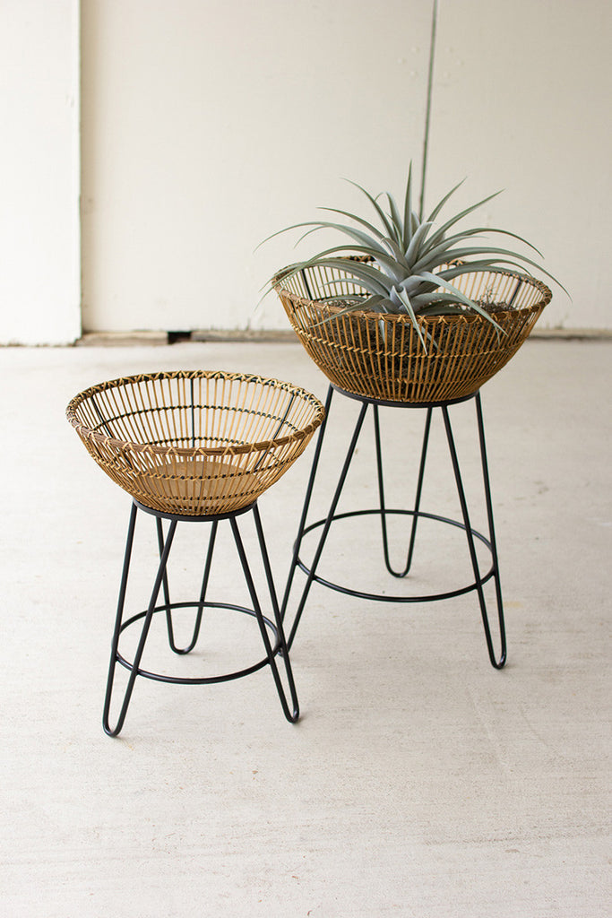 Bamboo baskets stands, set of 2 - The Nifty Decor