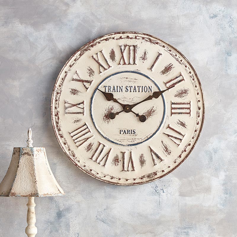 White Vintage Clock - Bombay Mercantile