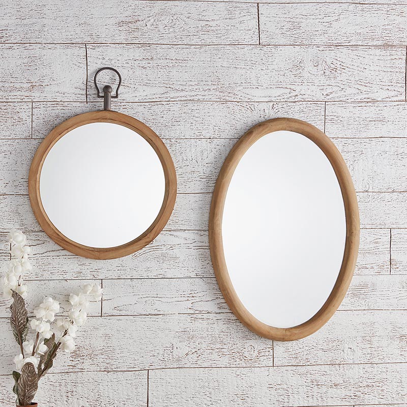 Wooden Hanging Mirror - Large - Bombay Mercantile