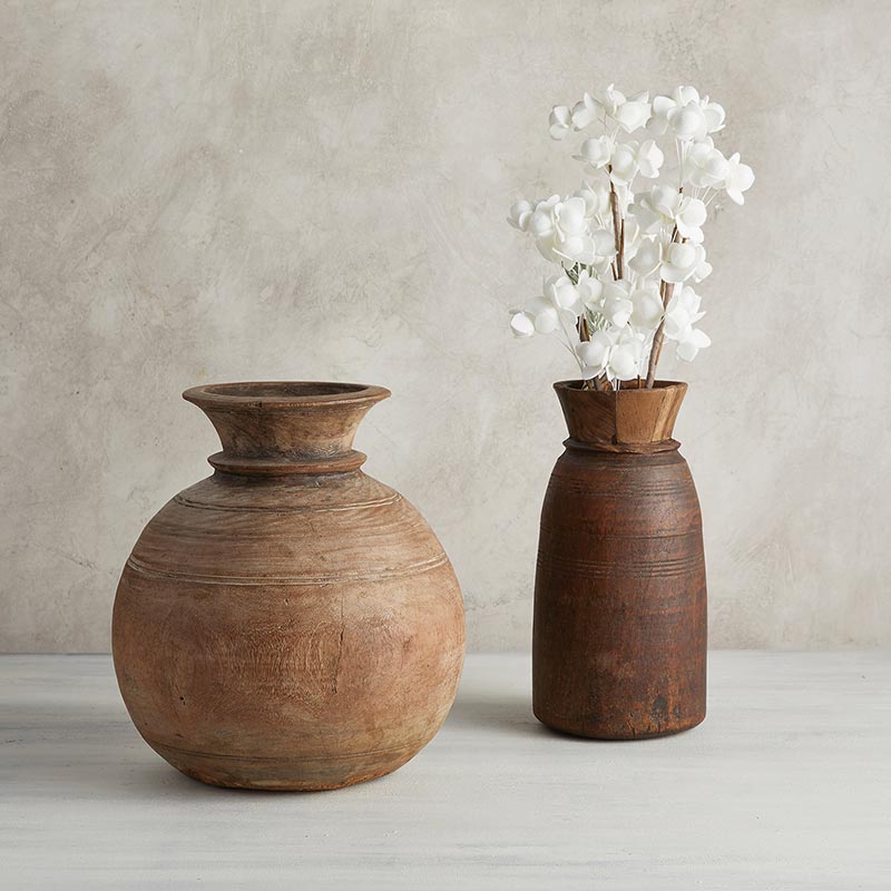 Wooden Vintage Assorted Pot - Bombay Mercantile