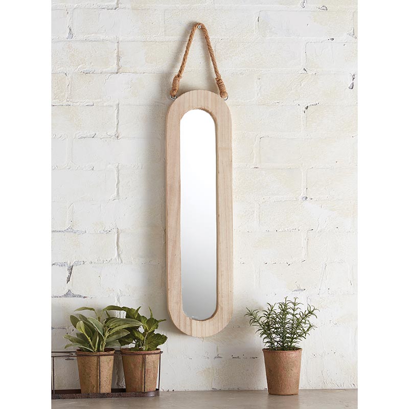 Wooden Oval Hanging Mirror - Bombay Mercantile