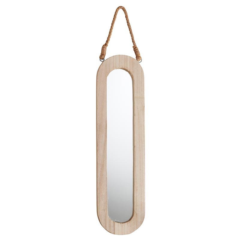 Wooden Oval Hanging Mirror - Bombay Mercantile