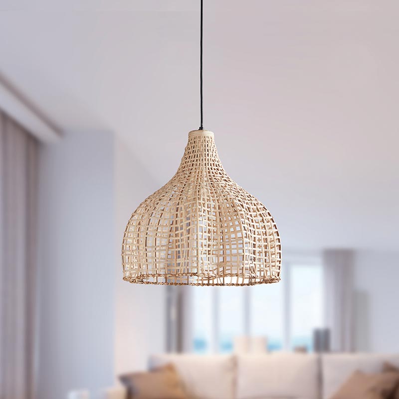 Natural Cane Hanging Lamp - Bombay Mercantile