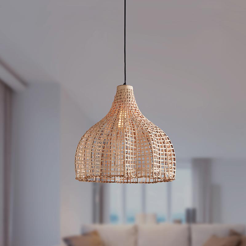 Natural Cane Hanging Lamp - Bombay Mercantile
