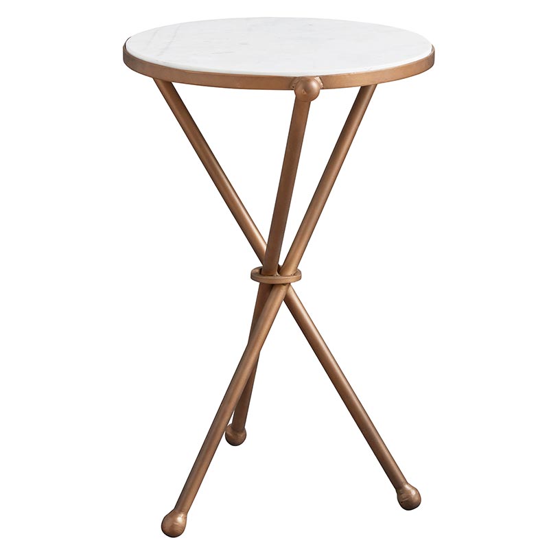 Iron Table with White Stone - Bombay Mercantile