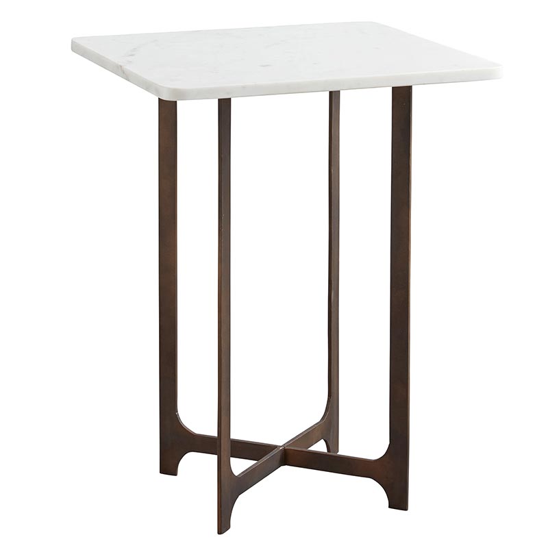 Metal Table with White Stone - Bombay Mercantile