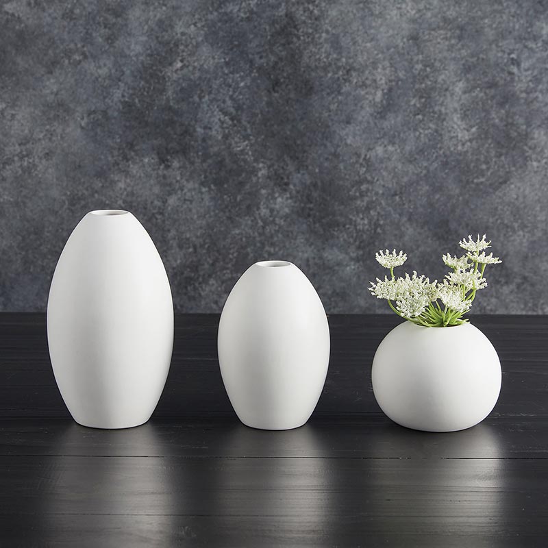 Bisque White Matte Vase - Set of 3 - Bombay Mercantile