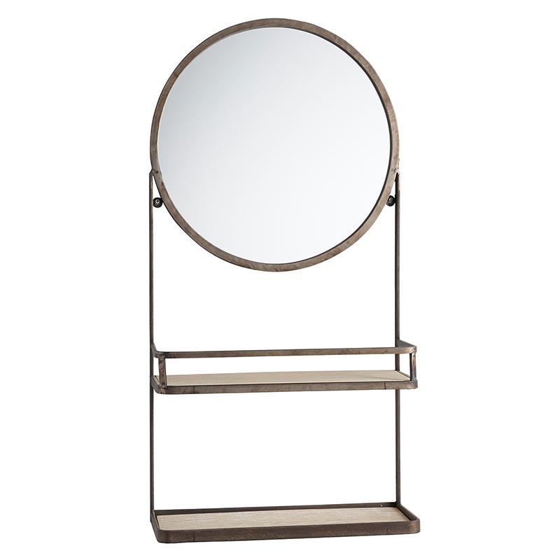 Round Mirror with Shelves - Bombay Mercantile