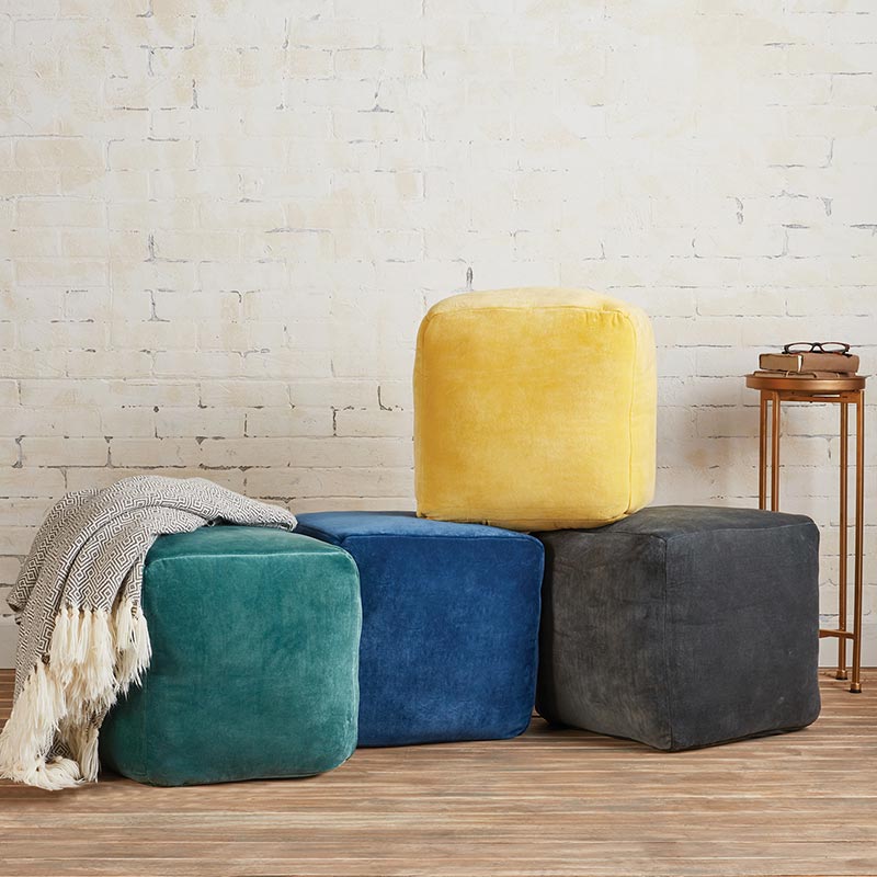 Grey Pouf - Bombay Mercantile