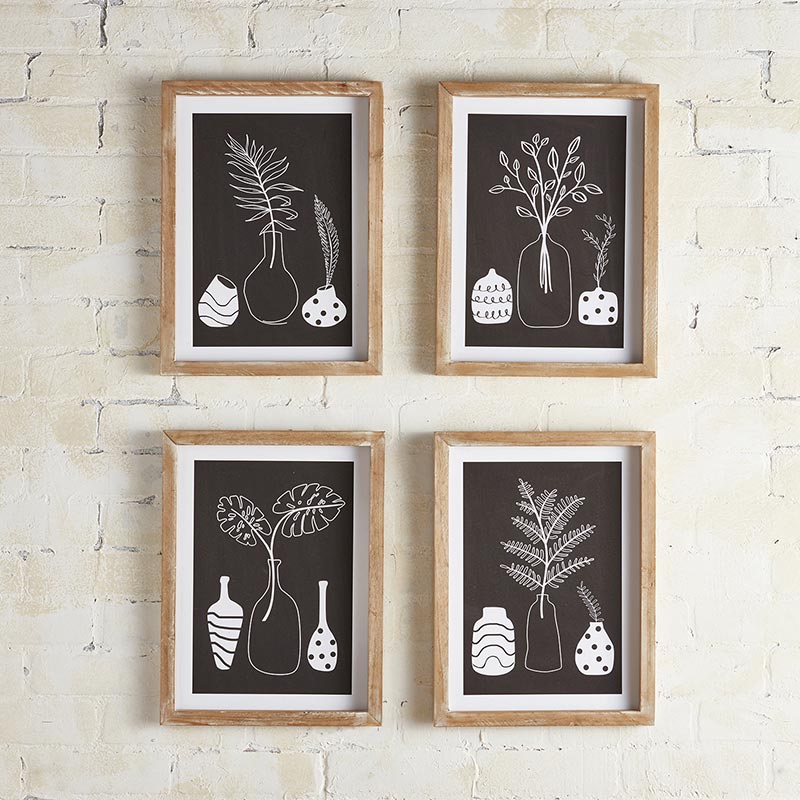 Framed Painting - Plants - Set of 4 - Bombay Mercantile