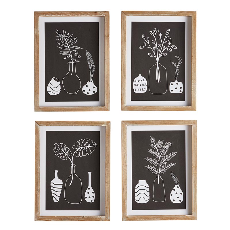 Framed Painting - Plants - Set of 4 - Bombay Mercantile