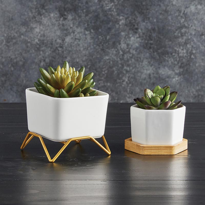 Square Pot with Stand - Bombay Mercantile