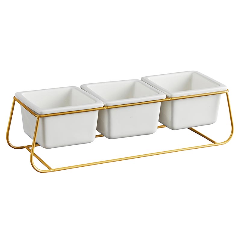Three Pot with Holder - Bombay Mercantile
