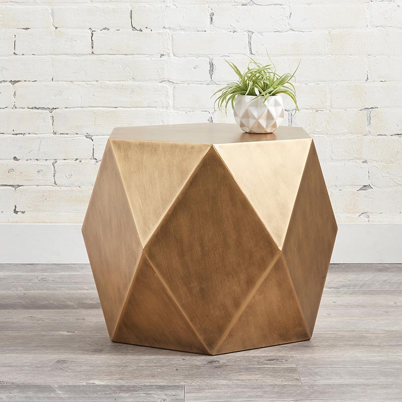 Gold Hexagon Table - Bombay Mercantile