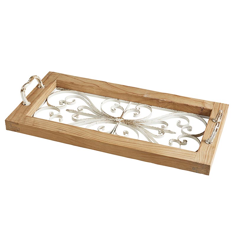 Wood Decorated Tray - Bombay Mercantile