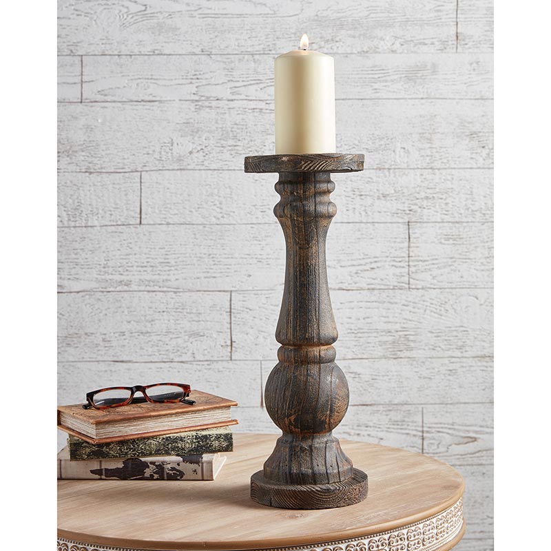 Dark Wood Pedestal - Bombay Mercantile