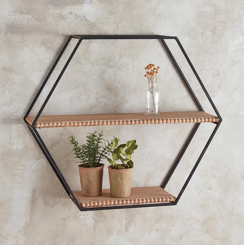 Wood Shelves - Hexagon - Bombay Mercantile