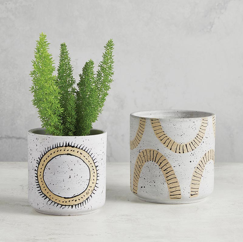 Terracotta Pot with Sun and Lined - Bombay Mercantile