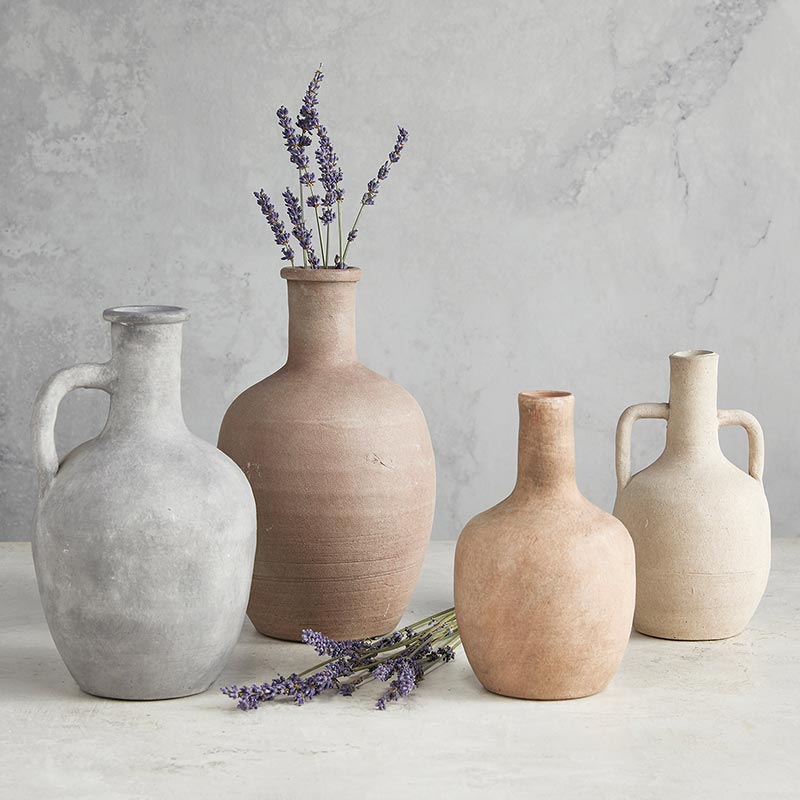 Cream Terracotta Vase - Bombay Mercantile