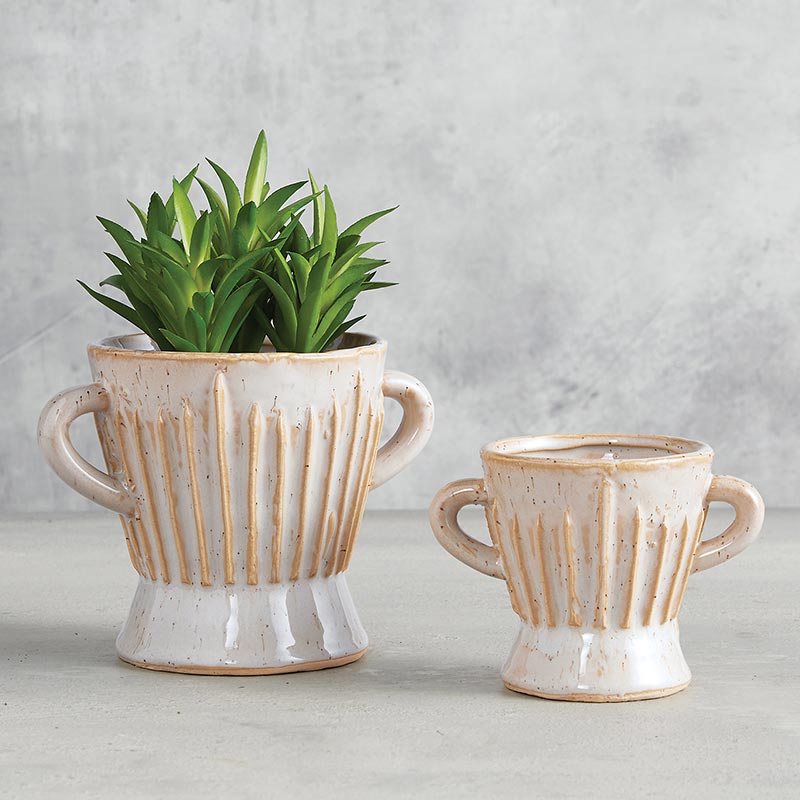 Striped Pot with Handles - Bombay Mercantile