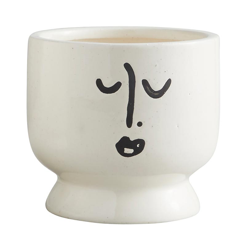 White Round Face Pot - Bombay Mercantile