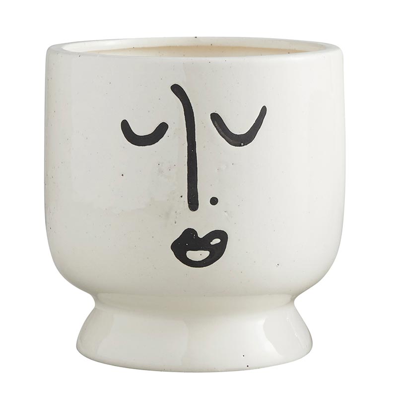 White Round Face Pot - Bombay Mercantile