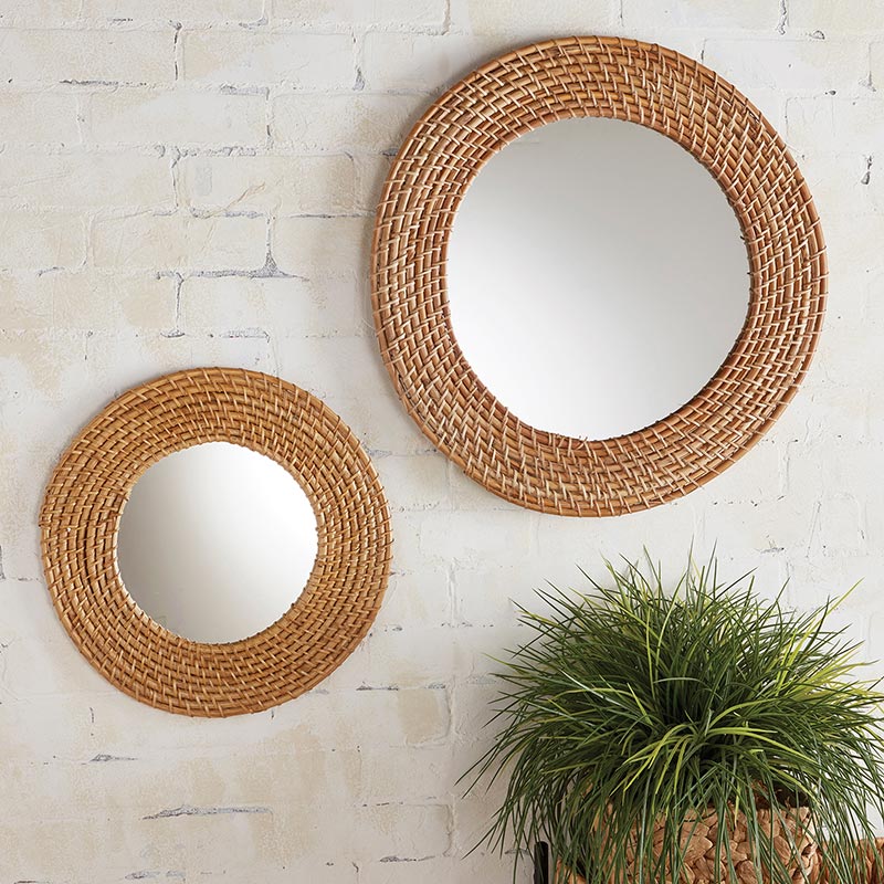 Rattan Round Mirror - Small - Bombay Mercantile