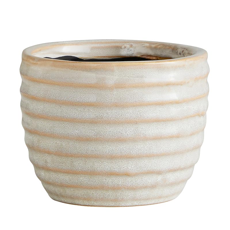 Striped Ceramic Pot - Bombay Mercantile