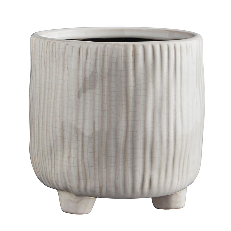 White Ceramic Pot with feet - Bombay Mercantile