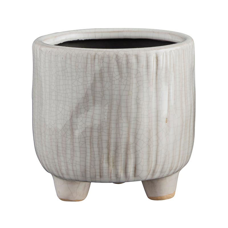 White Ceramic Pot with feet - Bombay Mercantile