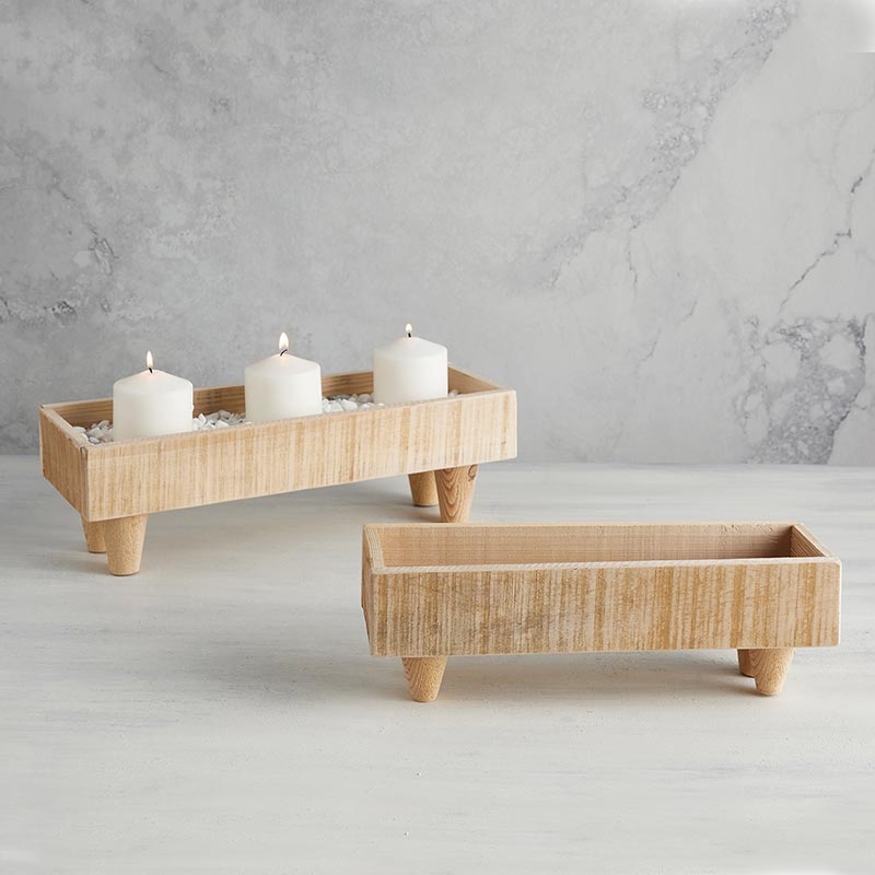 Wood planter with feet - Small - Bombay Mercantile