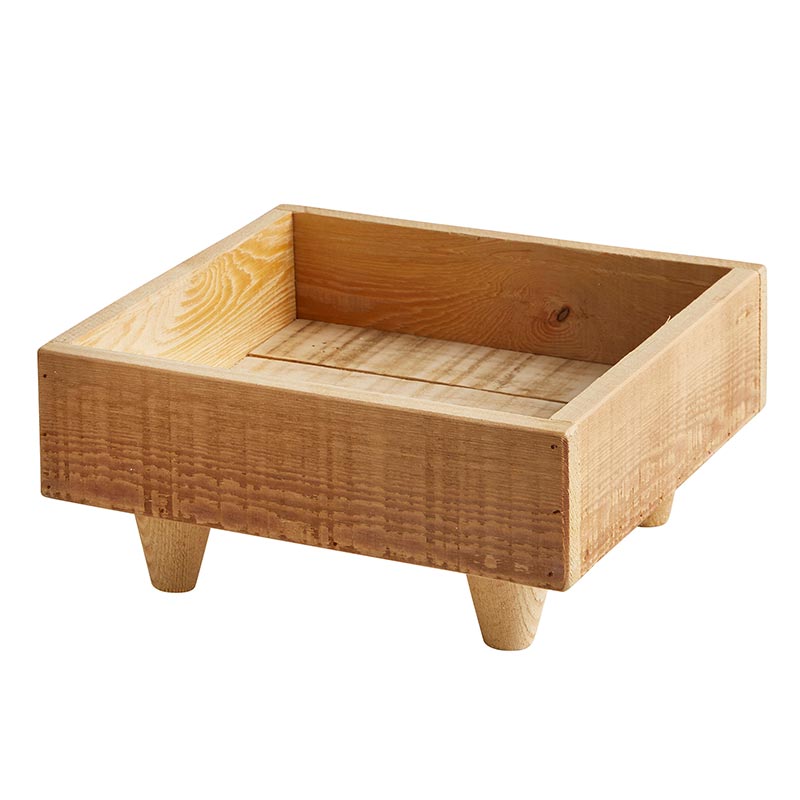 Square Wood Planter with feet, in increments of 2 - Bombay Mercantile