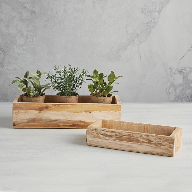 Rectangular Wood planter - Medium - Bombay Mercantile