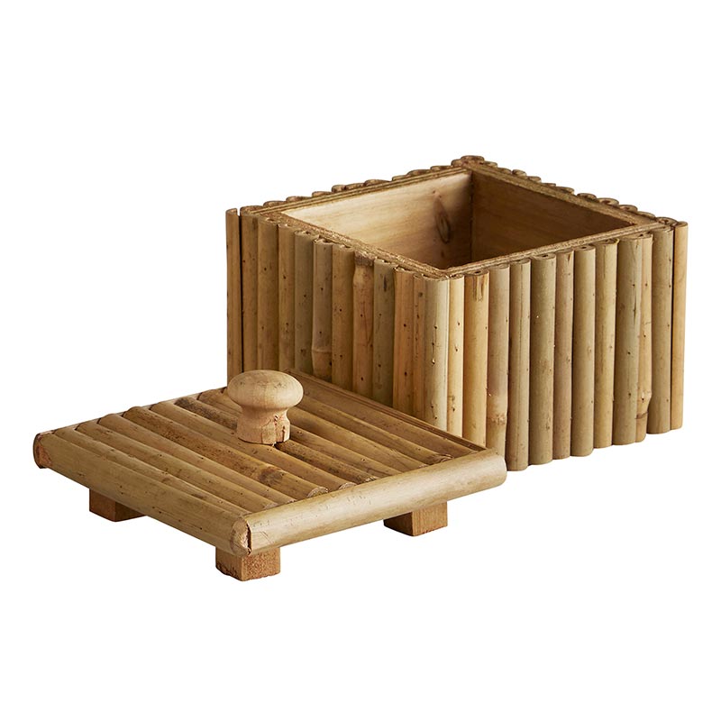 Bamboo Square Box with Lid - Bombay Mercantile