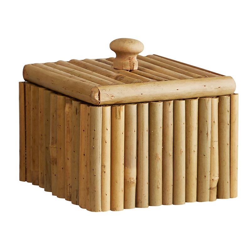 Bamboo Square Box with Lid - Bombay Mercantile
